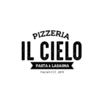 Logotipo de Pizzería Il Cielo con texto en estilo clásico que incluye las palabras "Pasta & Lasagna" y "Italian Est. 2019".