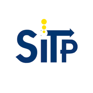 Logotipo del SITP: Sistema Integrado de Transporte Público Logotipo del SITP con letras en azul, una flecha hacia la derecha y tres puntos amarillos en la parte superior.