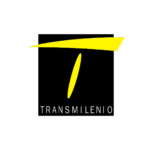Logotipo de TransMilenio con un diseño minimalista que incluye una "T" estilizada en amarillo sobre fondo negro.